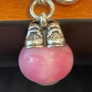 Baby girl shoes finail glass art charm